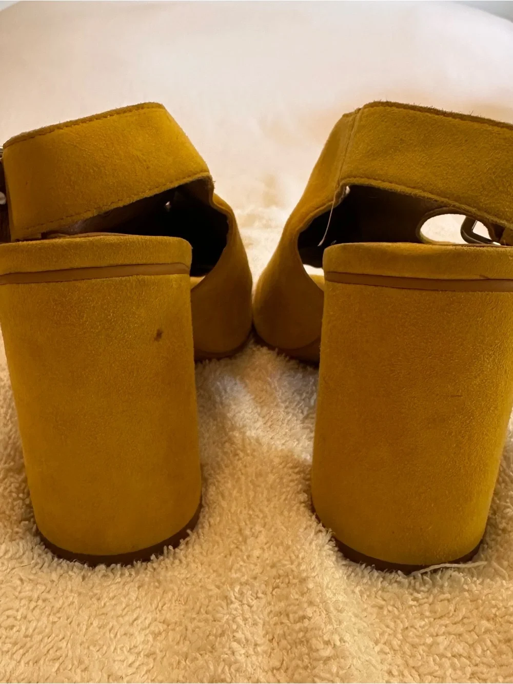Brass Plum (BP) Yellow Suede Block Heel Slingback Sandals 7.5